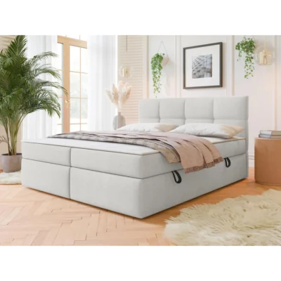 MIRJAN24 Boxspringbett FIGARO in Natur, Liegefläche 140x200 cm – mit Bettkasten, Bonellfederkern